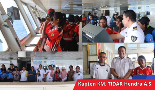 Kontingen Jamnas XII Kwarcab TTS Belajar Navigasi Langsung di Anjungan KM Tidar